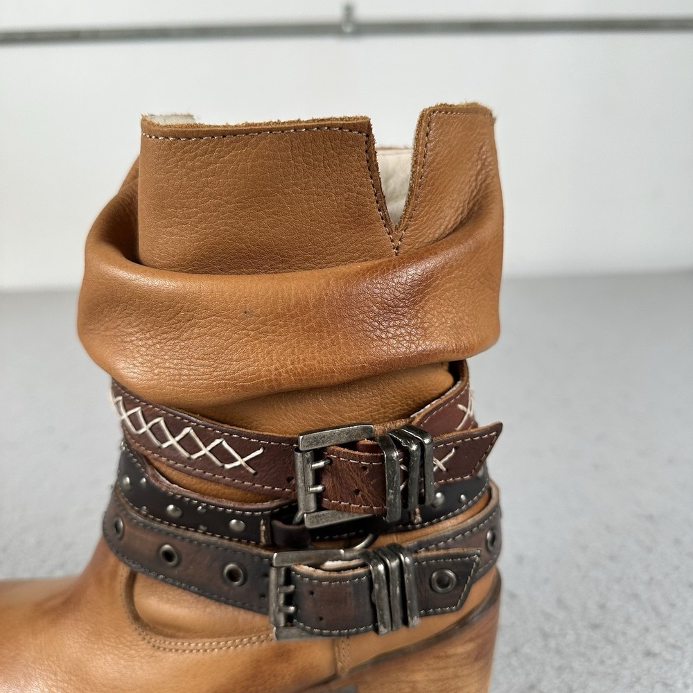 Freebird By Steven Blaine Slouch Ankle Boots Buckle Heel Brown Women's 7 - Picture 12 of 16